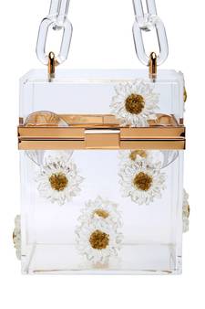 Flower Detailed Clear Box Clutch Bag