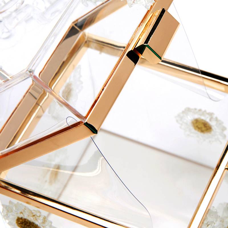 Flower Detailed Clear Box Clutch Bag