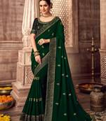Heavy Vichitra silk sarees with Swarovski work along with Embroidered Blouse