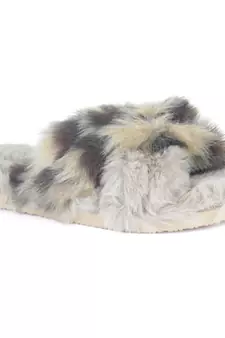 Chipmunk Faux Fur Indoor Taupe Flats