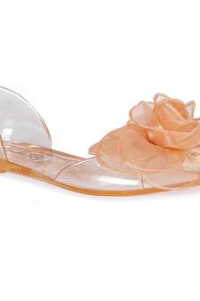Clear Flower Jelly Flats in Beige