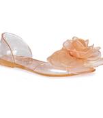 Clear Flower Jelly Flats in Beige