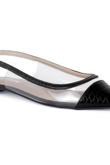 Black Clear Detail Sling-back Flats