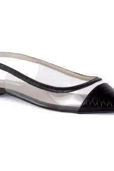 Black Clear Detail Sling-back Flats