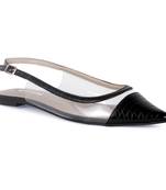 Black Clear Detail Sling-back Flats
