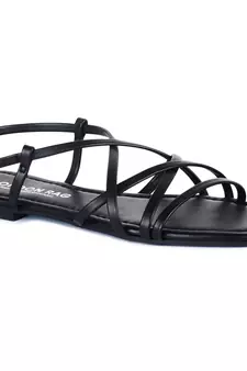 Flat Strappy Sandals in Black