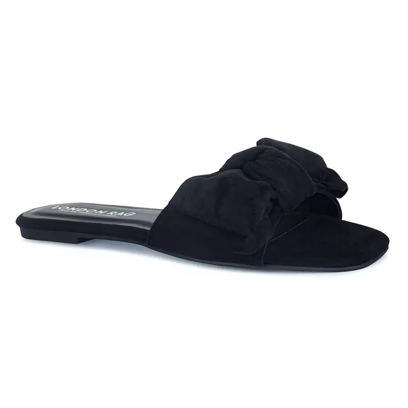 Bow Knot Slip-On Flat in Black