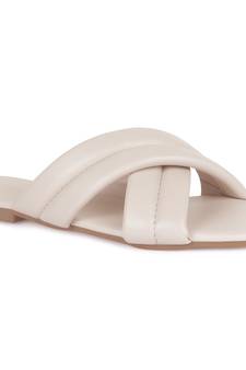 Beige Quilted Slip-On Flats
