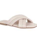 Beige Quilted Slip-On Flats