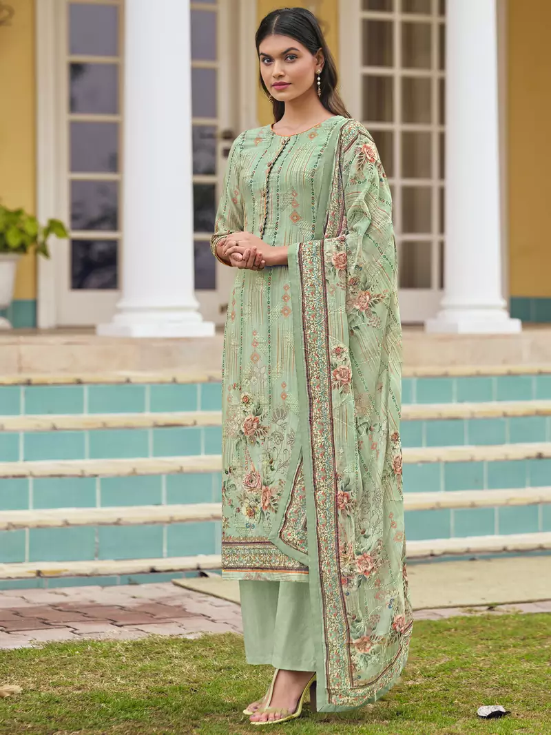 Green digital print cotton salwar