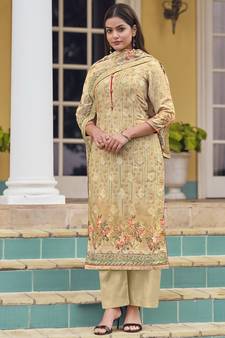 Beige digital print cotton salwar
