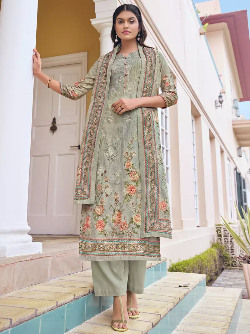 Green digital print cotton salwar