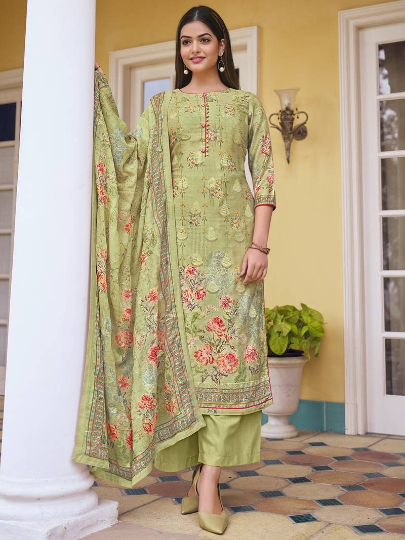 Green digital print cotton salwar