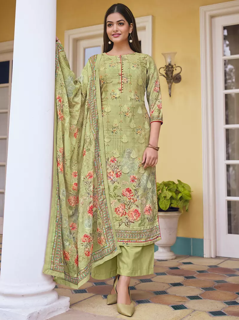 Green digital print cotton salwar