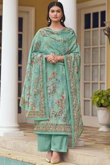Green digital print cotton salwar