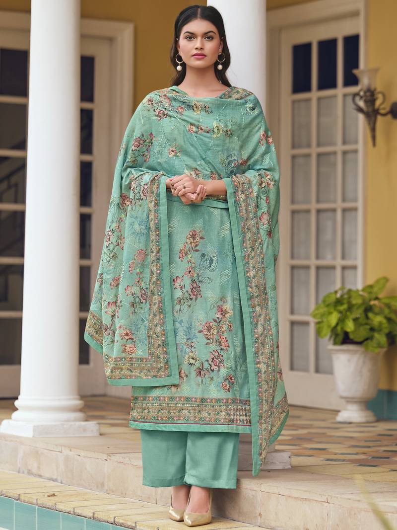 Green digital print cotton salwar