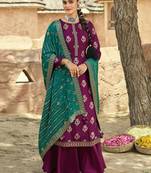 Magenta jacquard jacquard salwar