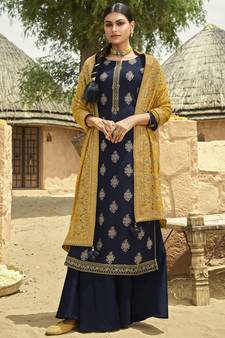 Navy blue jacquard jacquard salwar