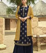 Navy blue jacquard jacquard salwar