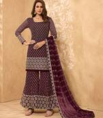 Wine thread embroidery georgette salwar