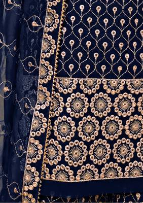Navy-blue thread embroidery georgette salwar 4