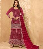 Rani-pink thread embroidery georgette salwar