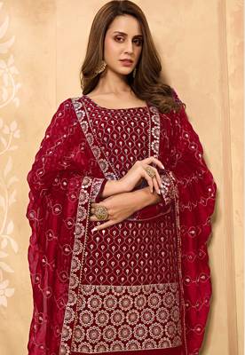 Rani-pink thread embroidery georgette salwar 3