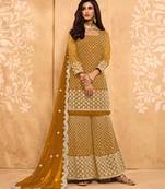 Mustard thread embroidery georgette salwar
