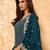Teal-blue thread embroidery georgette salwar
