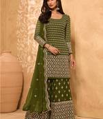 Mehendi thread embroidery georgette salwar