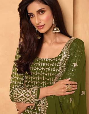 Mehendi thread embroidery georgette salwar 2