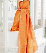 Mustard Woven Silk Blend Saree With Blouse