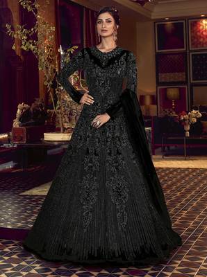 Black embroidered net salwar 1