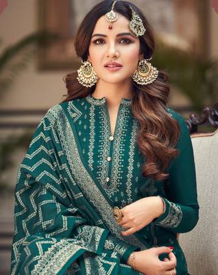 Dark-aqua-blue woven viscose salwar 3