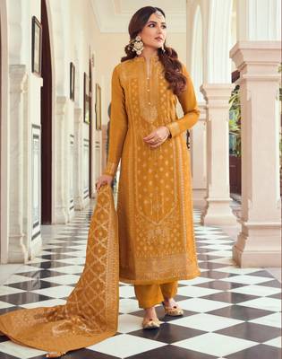 Mustard woven viscose salwar 2