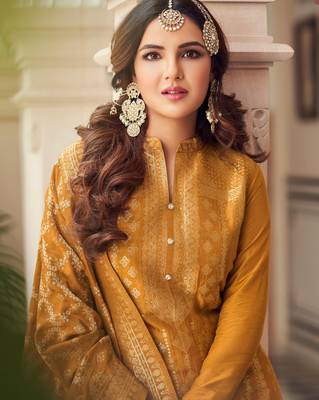 Mustard woven viscose salwar 3