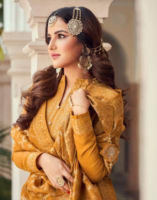 Mustard woven viscose salwar 4