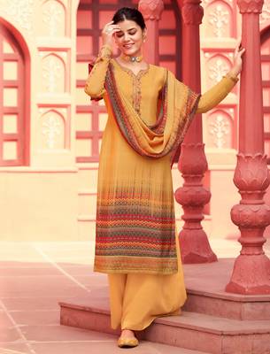 Mustard digital print crepe salwar 2