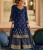 Blue embroidered georgette salwar