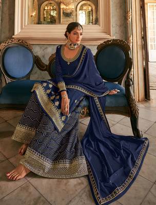 Blue embroidered georgette salwar 3