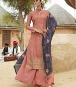 Peach woven jacquard salwar