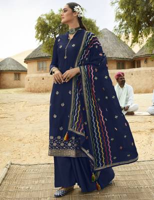 Blue woven jacquard salwar 1