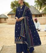 Blue woven jacquard salwar