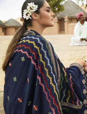 Blue woven jacquard salwar 3