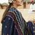 Blue woven jacquard salwar