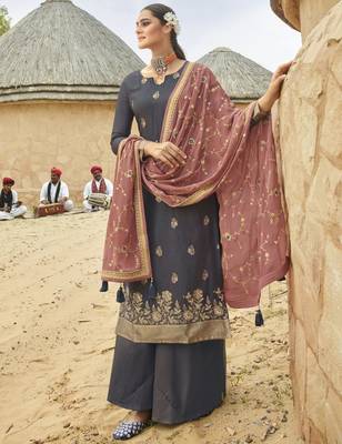 Dark-grey woven jacquard salwar 1