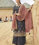 Dark-grey woven jacquard salwar