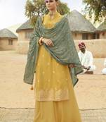 Yellow woven jacquard salwar