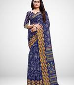 Sareemall Blue Party Brasso Printed Saree With Unstitched Blouse