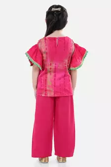 Ruffle Sleeve Top with Pant- Pink